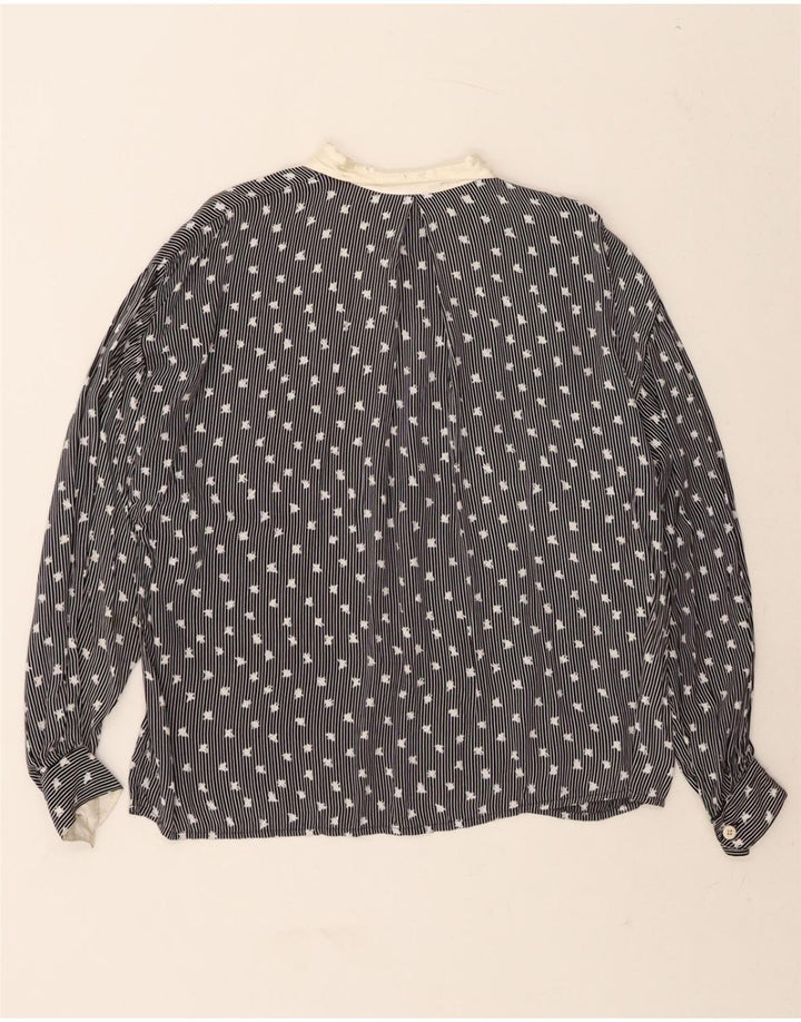 KRIZIA POI Womens Shirt Blouse IT 42 Medium Navy Blue Pinstripe Viscose Vintage Krizia Poi and Second-Hand Krizia Poi from Messina Hembry 