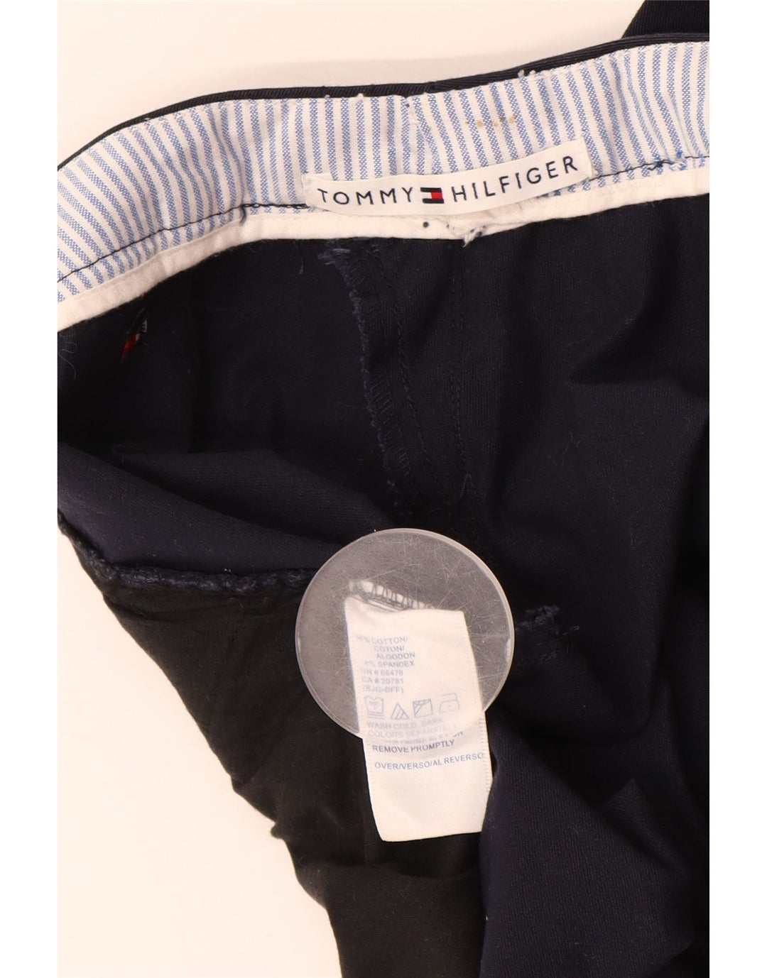 TOMMY HILFIGER Pantaloni chino dritti da donna W26 L27 cotone blu navy