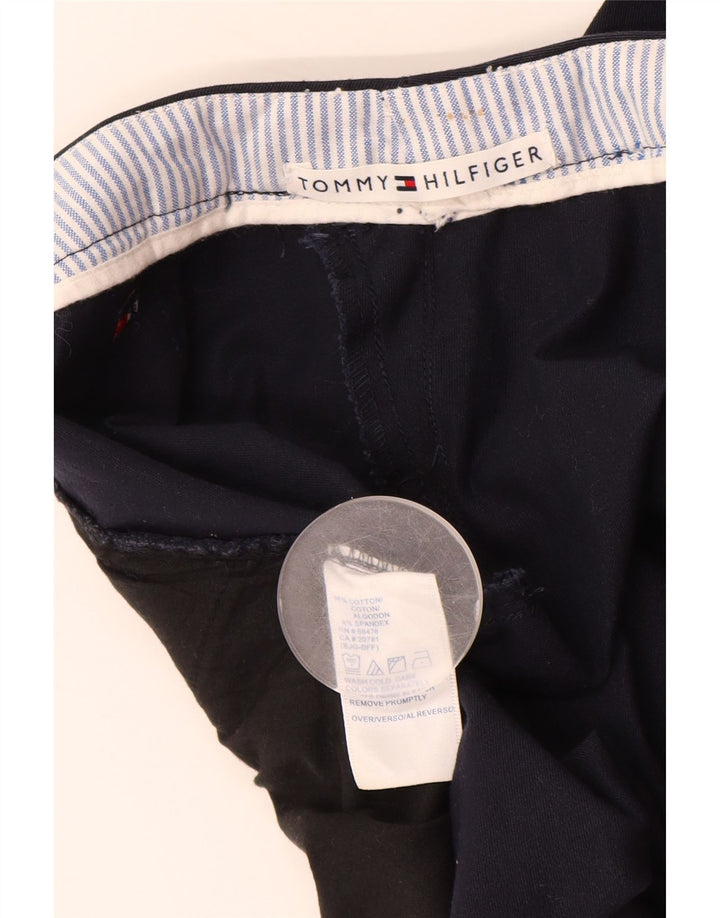 TOMMY HILFIGER Pantaloni chino dritti da donna W26 L27 cotone blu navy