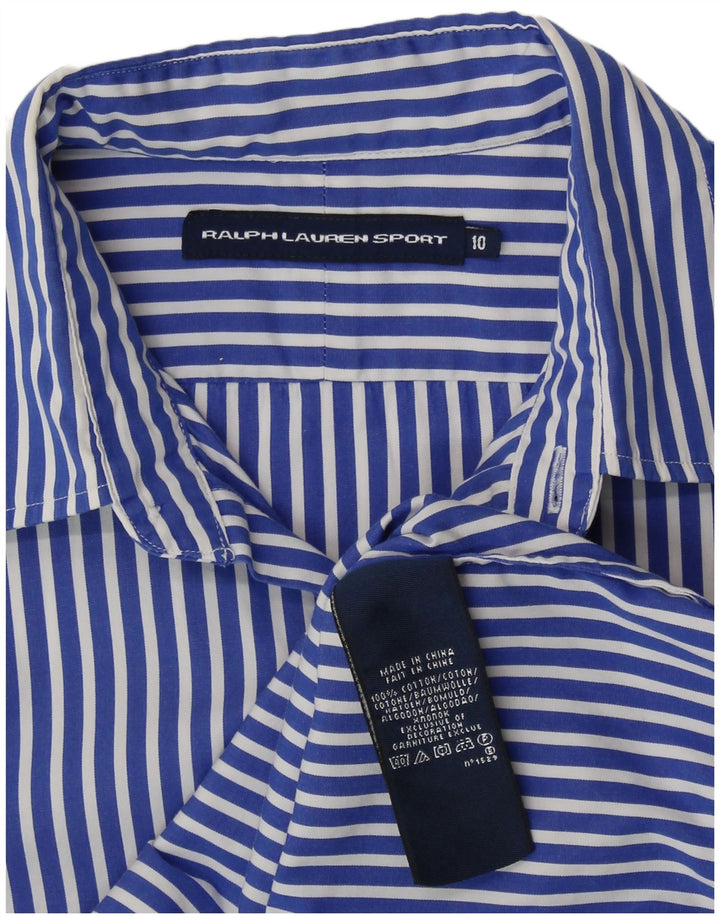 RALPH LAUREN Camicia da donna con maniche a 3/4 US 10 Cotone a righe grandi blu