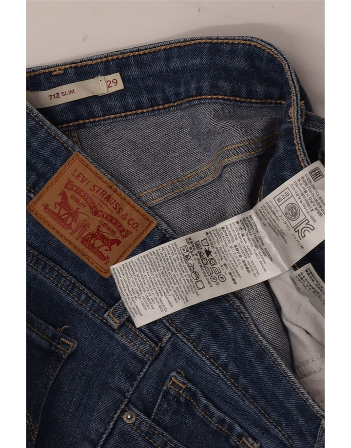 LEVI'S Jeans 712 Crop Slim da Donna W29 L24 Cotone Blu