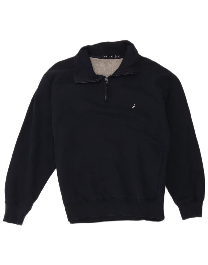 Felpa da uomo con collo con zip Nautica, maglione medio, in cotone blu navy
