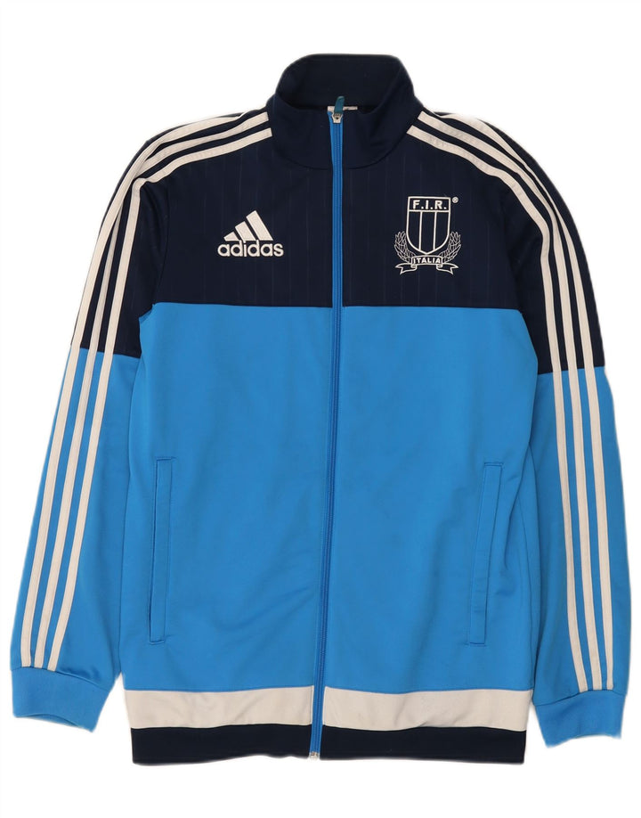 Giacca da ginnastica da uomo con grafica Adidas, giacca piccola in poliestere color block blu