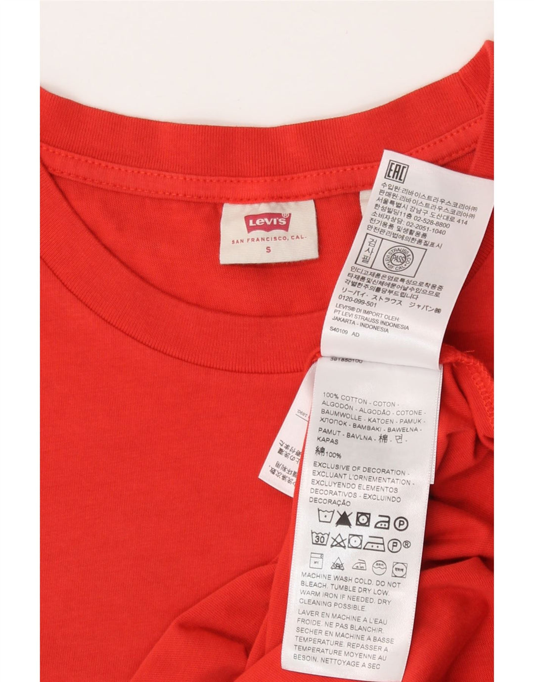 T-shirt da donna Levi's Top UK 10 Small in cotone arancione