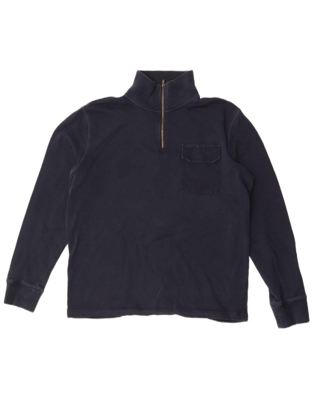 Felpa da uomo Marks & Spencer con zip e collo, media, in cotone blu navy