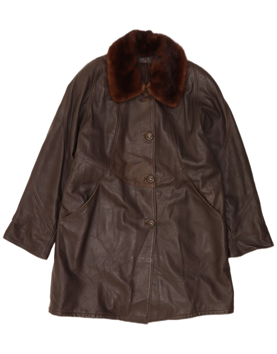 Soprabito vintage da donna UK 18 XL Marrone