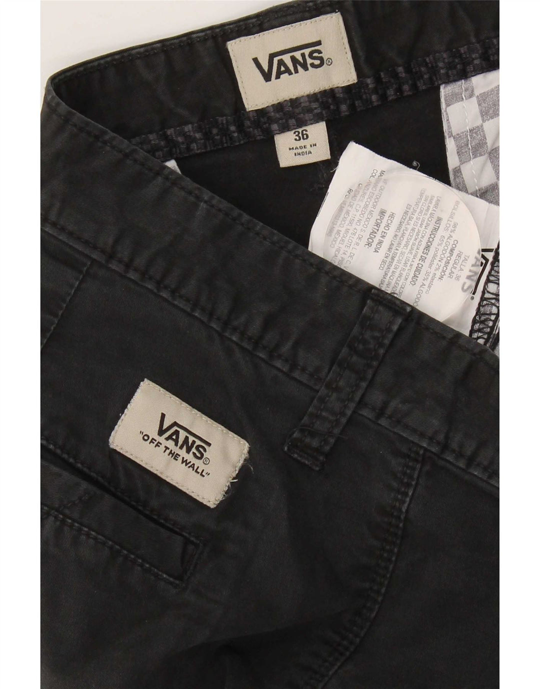 Pantaloni chino slim da uomo Vans W36 L32 cotone nero