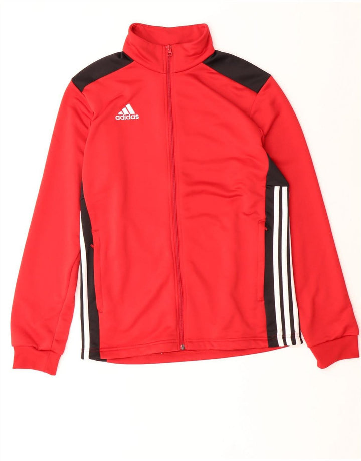 Giacca da ginnastica da uomo Adidas, giacca in poliestere color block rosso medio