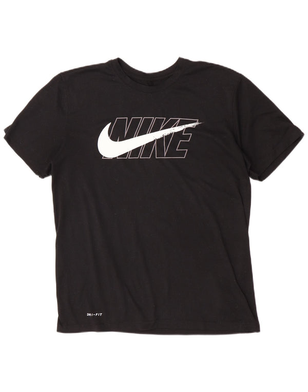Nike - Maglietta grafica da uomo Dri Fit, taglia UK 12, media, nera, poliestere, sportiva
