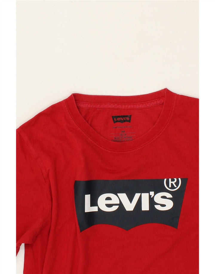 LEVI'S Boys Graphic T-Shirt Top 15-16 Years Red Cotton Vintage Levi's and Second-Hand Levi's from Messina Hembry 