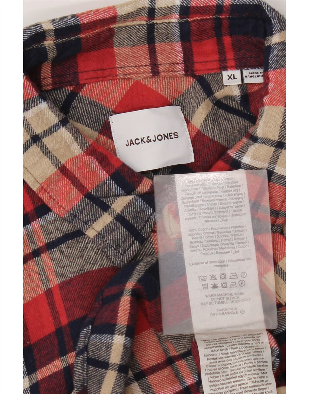 Camicia da uomo in flanella Jack & Jones XL in cotone a quadri blu navy