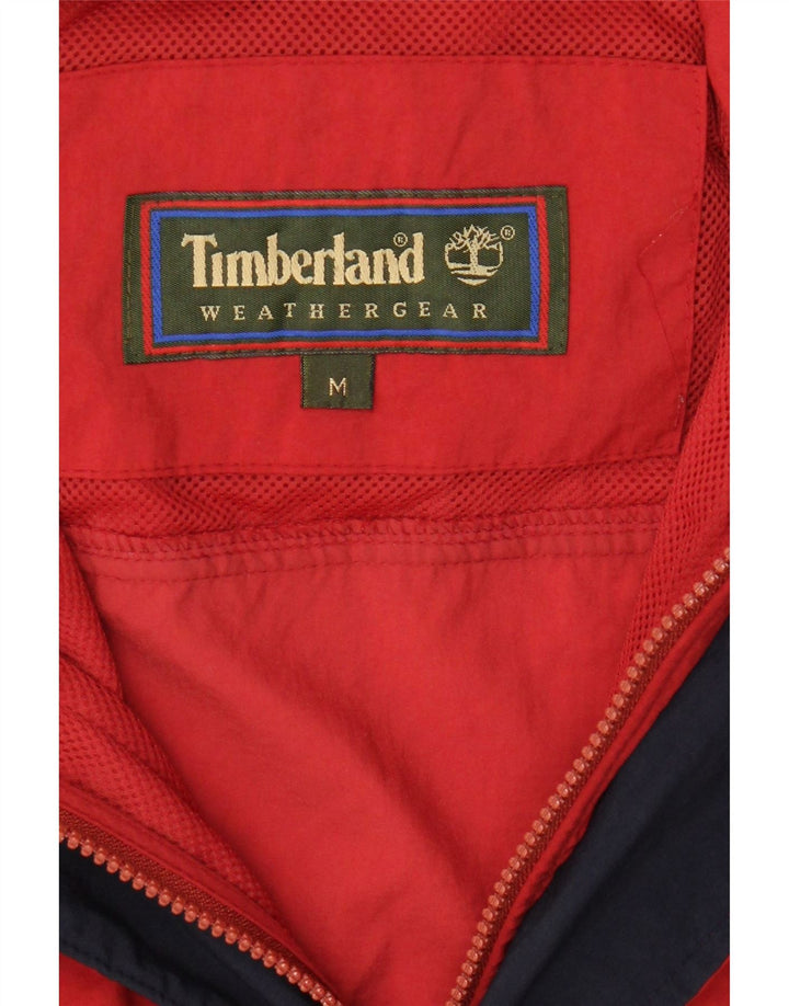 TIMBERLAND Mens Hooded Rain Jacket UK 38 Medium Red Nylon Vintage Timberland and Second-Hand Timberland from Messina Hembry 