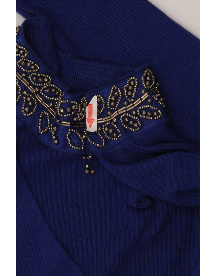Top corto da donna Oasis UK 8 piccolo in viscosa blu