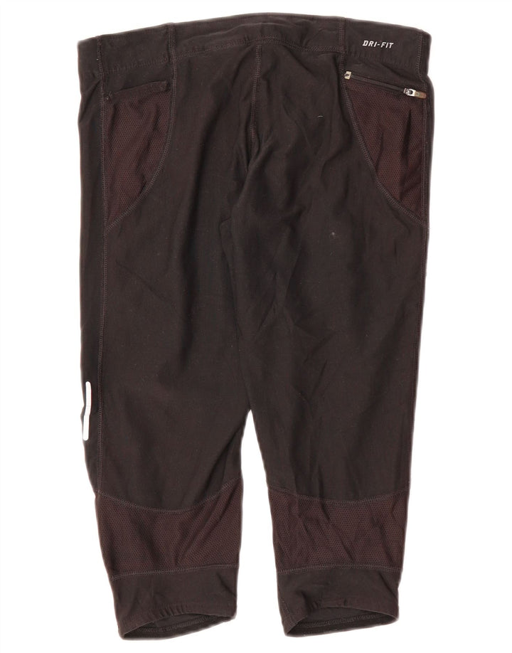 Pantaloni da tuta NIKE Dri Fit Capri da donna UK 12 medio poliestere nero