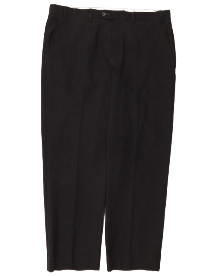 Pantaloni da abito dritti su misura da uomo Marks & Spencer W36 L29 Blu Navy