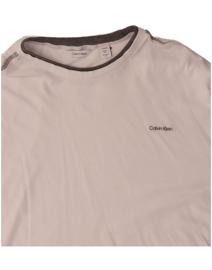 CALVIN KLEIN Top da uomo manica lunga XL cotone bianco