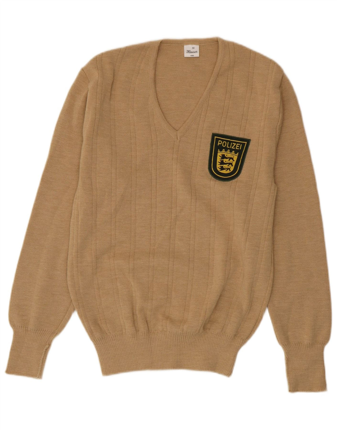 Maglione vintage da uomo con scollo a V IT 50 Acrilico beige medio
