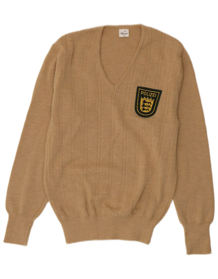 Maglione vintage da uomo con scollo a V IT 50 Acrilico beige medio
