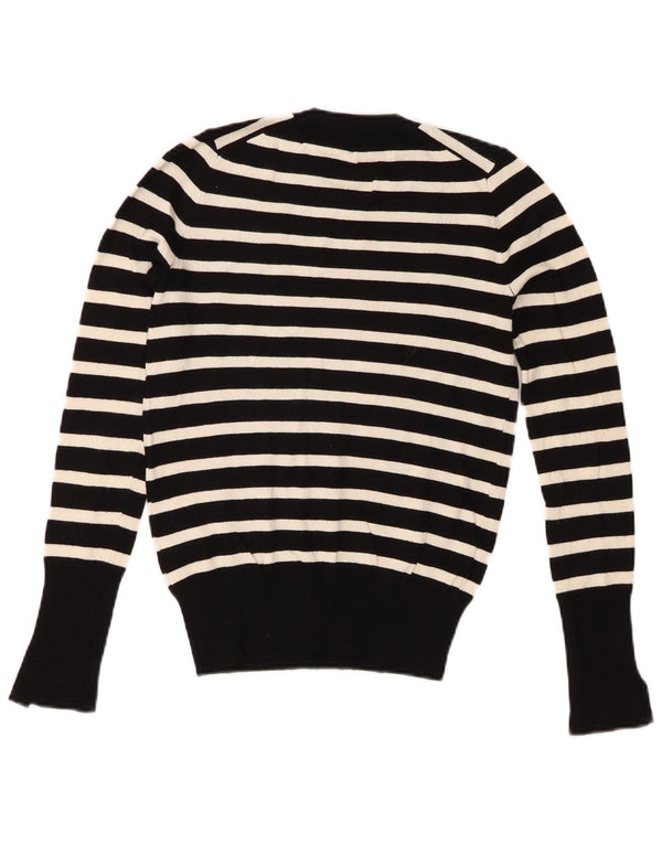 Maglione girocollo da donna Zara UK 10 piccolo in viscosa a righe nere