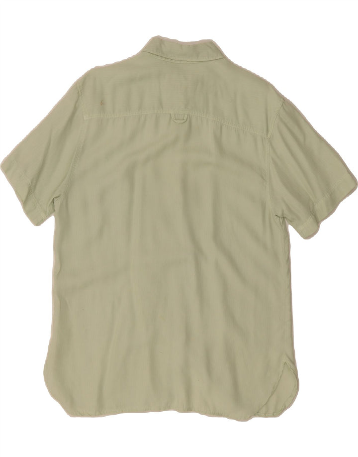JOOP Womens Short Sleeve Shirt UK 14 Medium Green Striped Lyocell Vintage Joop and Second-Hand Joop from Messina Hembry 