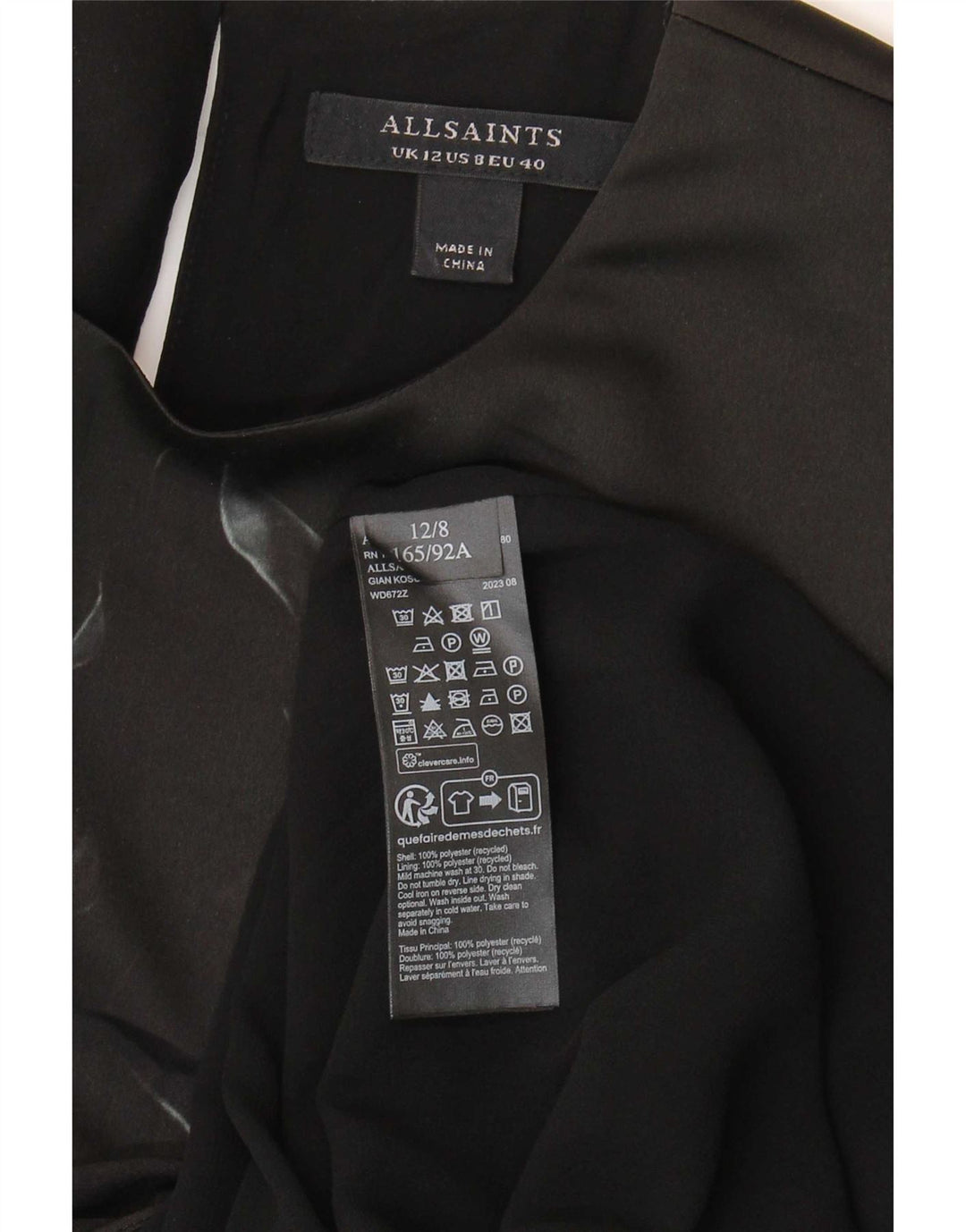 Abito maxi asimmetrico da donna All Saints UK 12 medio nero floreale