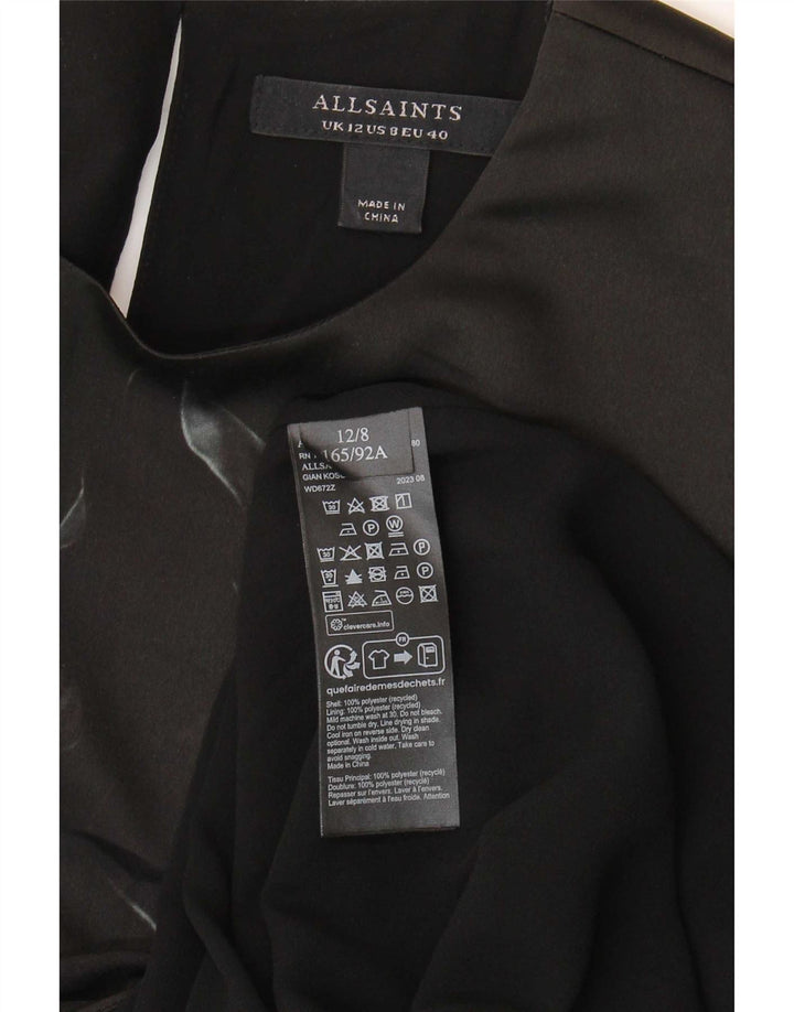 Abito maxi asimmetrico da donna All Saints UK 12 medio nero floreale