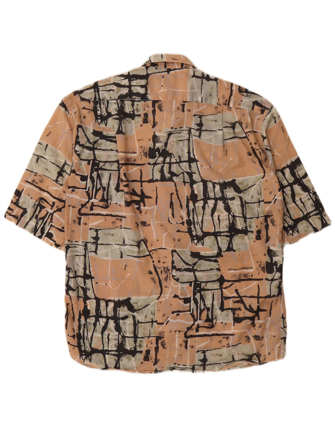 Camicia a maniche corte vintage da uomo con motivo astratto, grande, multicolore