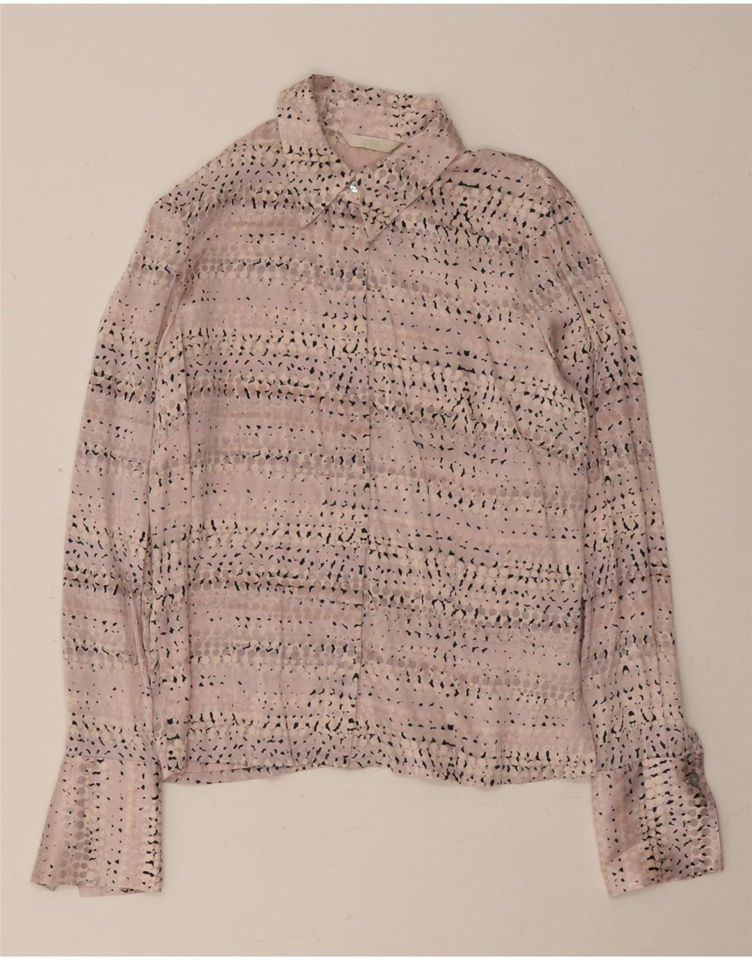 Camicetta camicia da donna Marks & Spencer UK 12 Seta maculata rosa medio