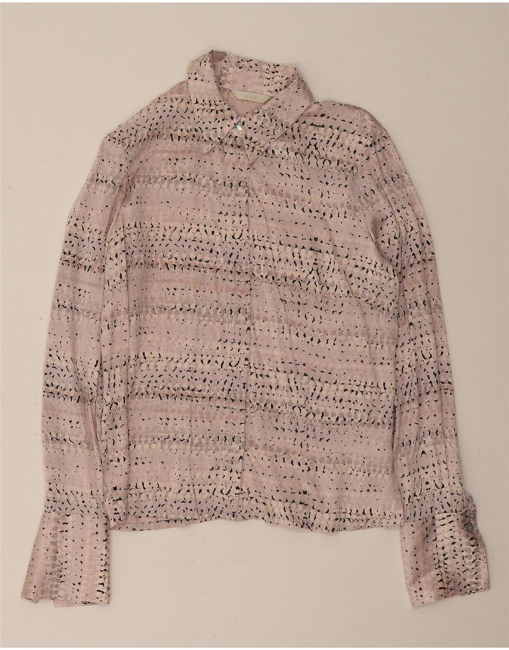 Camicetta camicia da donna Marks & Spencer UK 12 Seta maculata rosa medio