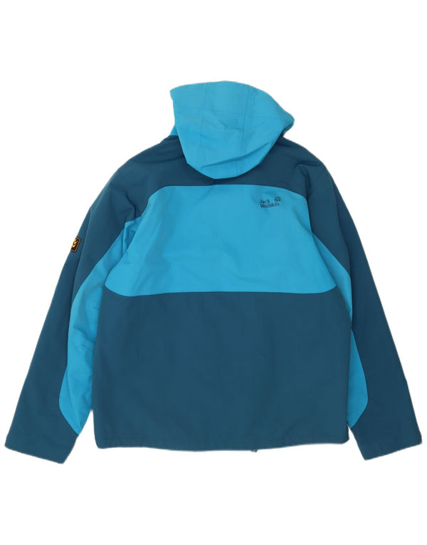 Giacca da sci con cappuccio da uomo Jack Wolfskin UK 40/42 Large Blue Colourblock