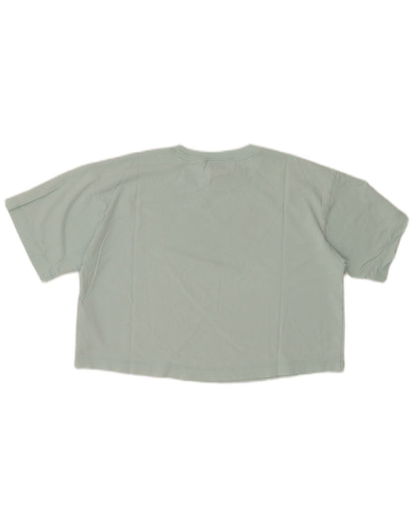 CHAMPION T-shirt corta con grafica da donna Top UK 14 Medio Turchese Cotone