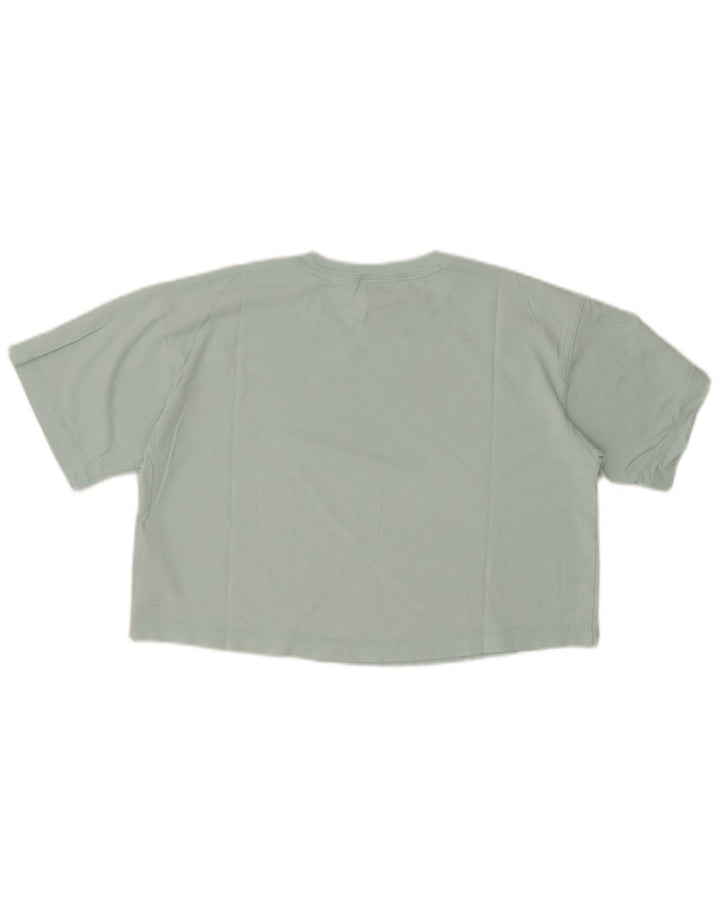 CHAMPION T-shirt corta con grafica da donna Top UK 14 Medio Turchese Cotone