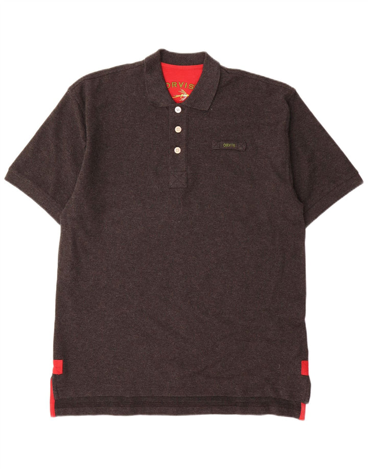 Polo da uomo Orvis in cotone screziato grigio medio
