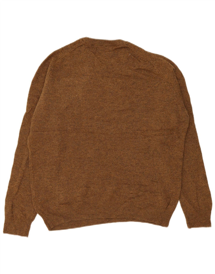 Maglione maglione girocollo da uomo Marks & Spencer in lana d'agnello marrone medio