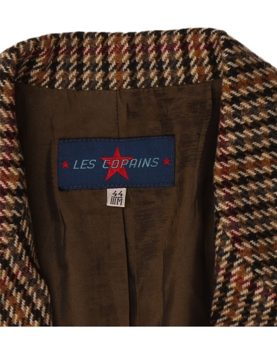 Giacca blazer a 2 bottoni da donna Les Copains IT 44 pied de poule marrone medio