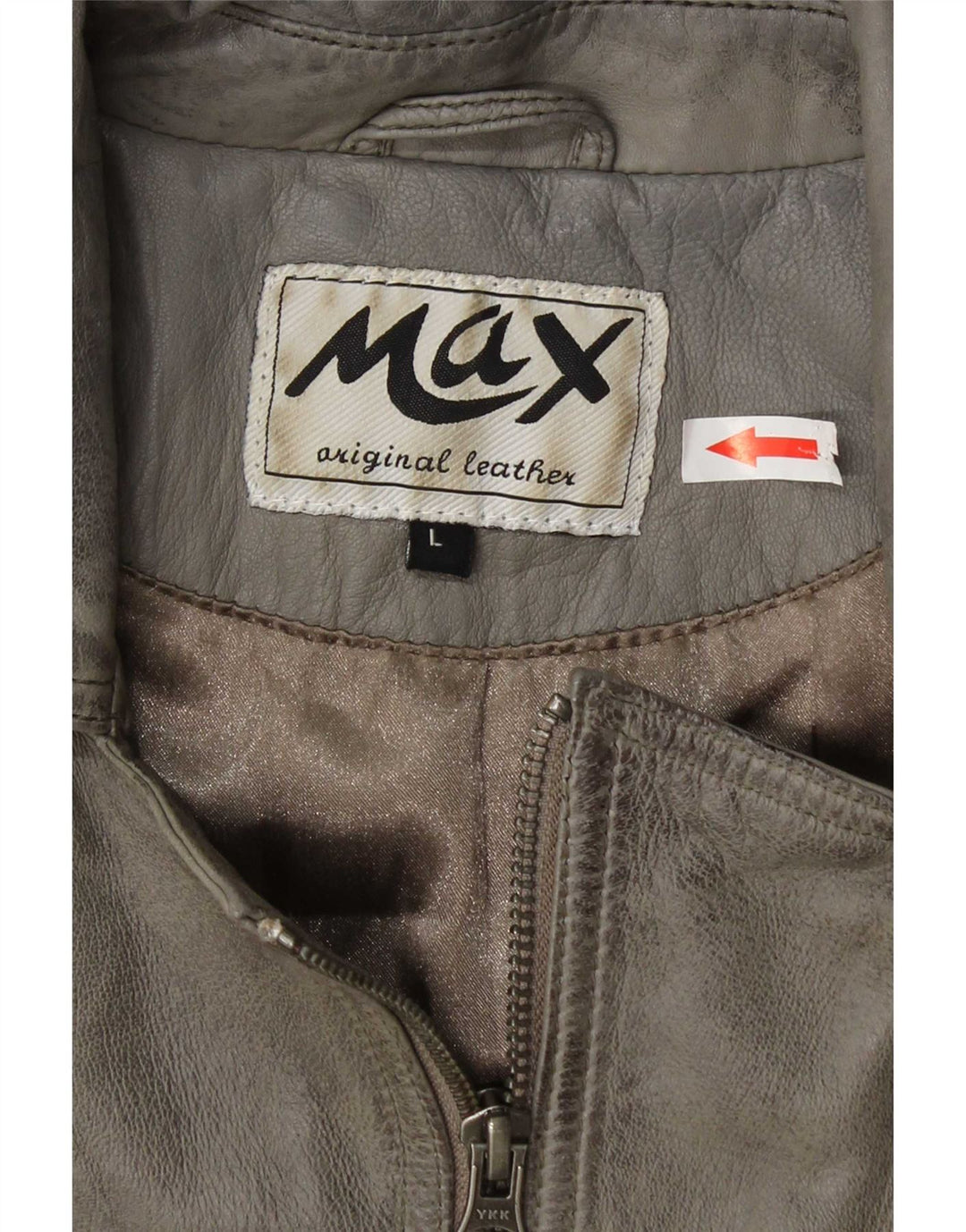 Giacca da motociclista in pelle da donna Max UK 14 Grande pelle grigia