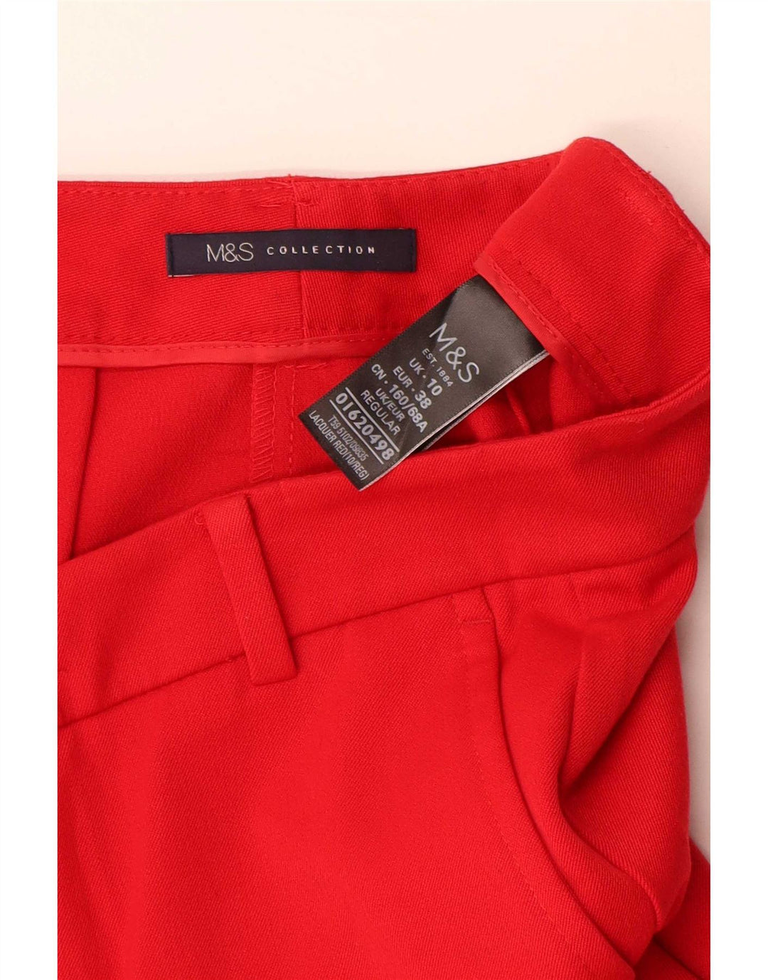Pantaloni da abito slim da donna Marks & Spencer UK 10 Small W27 L27 Poliestere rosso