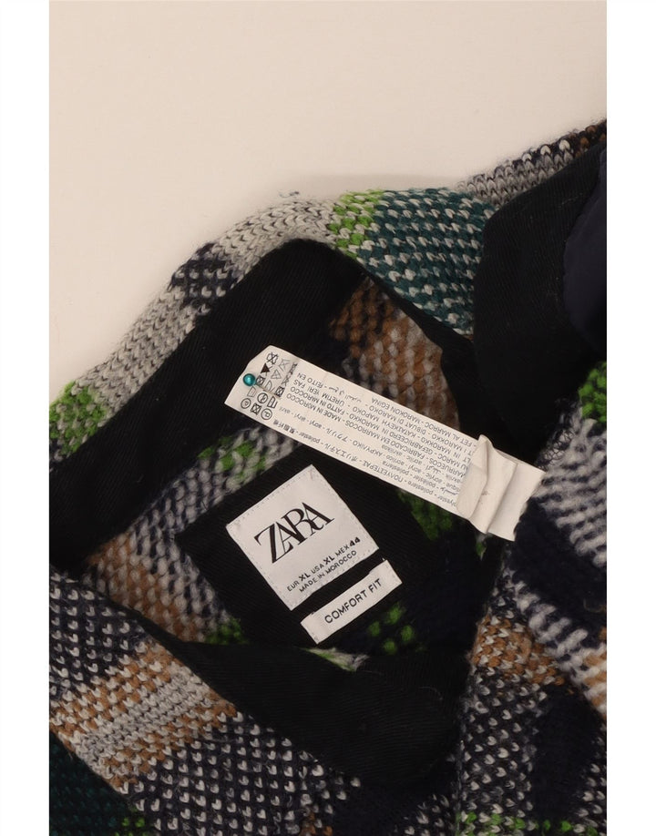 Camicia overshirt da uomo Zara XL in poliestere a quadri multicolore