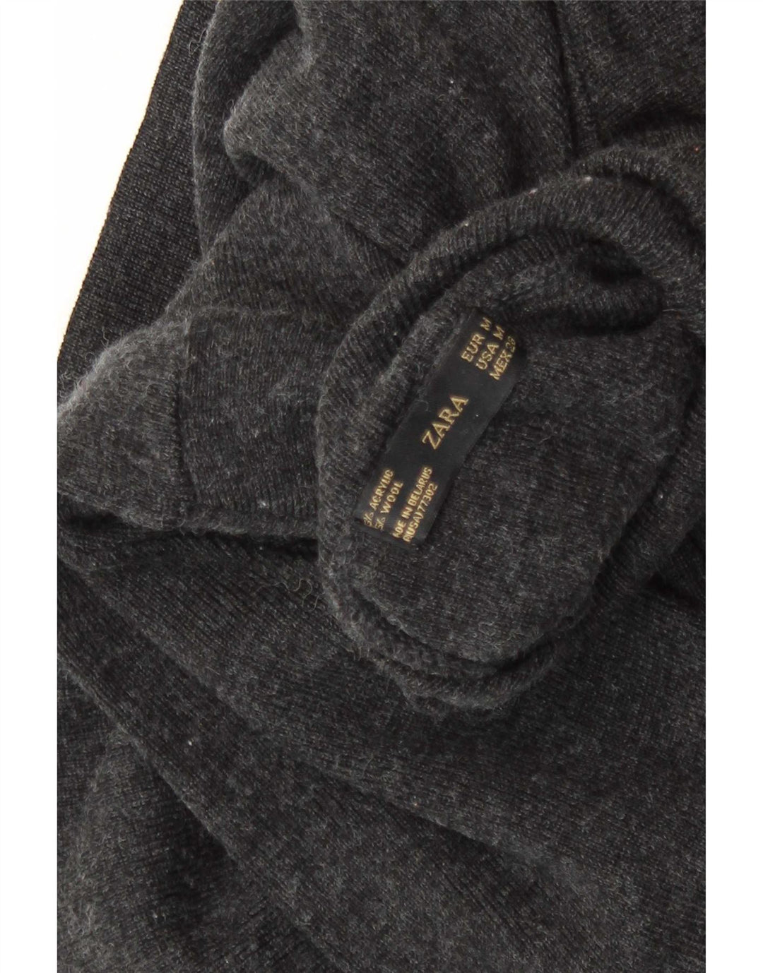 Maglione maglione collo alto da donna Zara UK 12 Acrilico screziato grigio medio