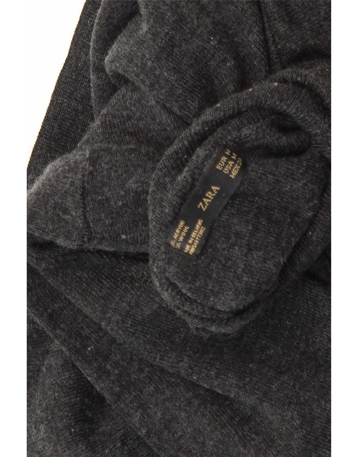 Maglione maglione collo alto da donna Zara UK 12 Acrilico screziato grigio medio