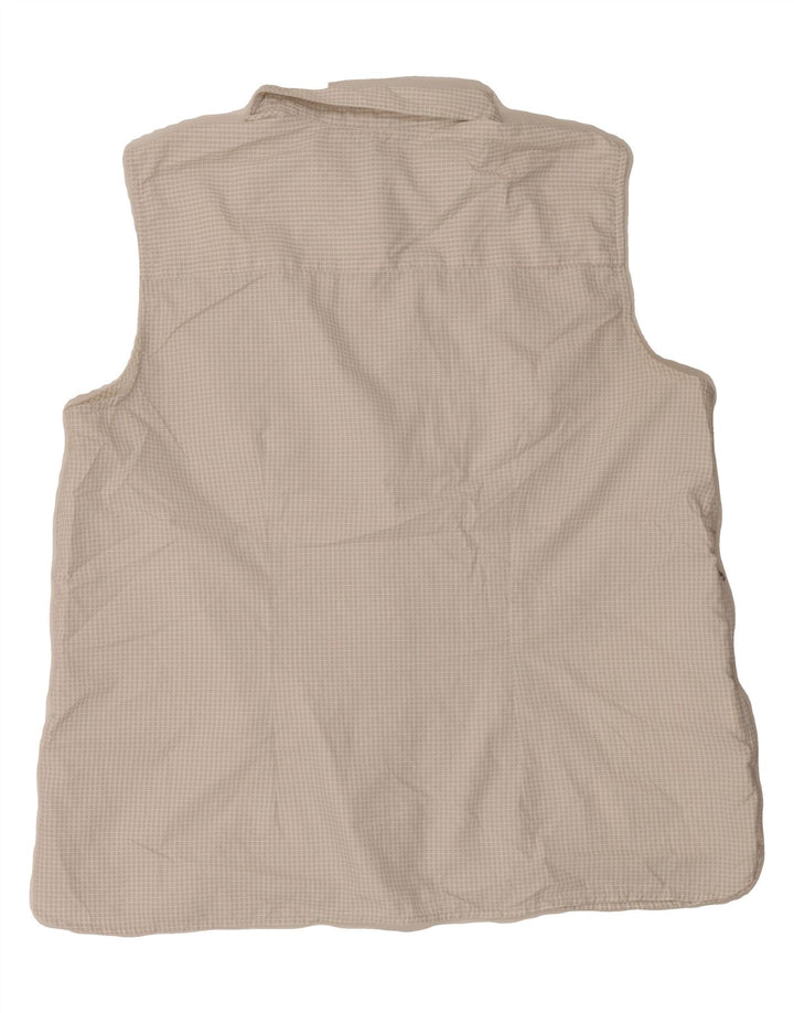 EDDIE BAUER Womens Sleeveless Shirt UK 20 2XL Beige Check Polyester Vintage Eddie Bauer and Second-Hand Eddie Bauer from Messina Hembry 