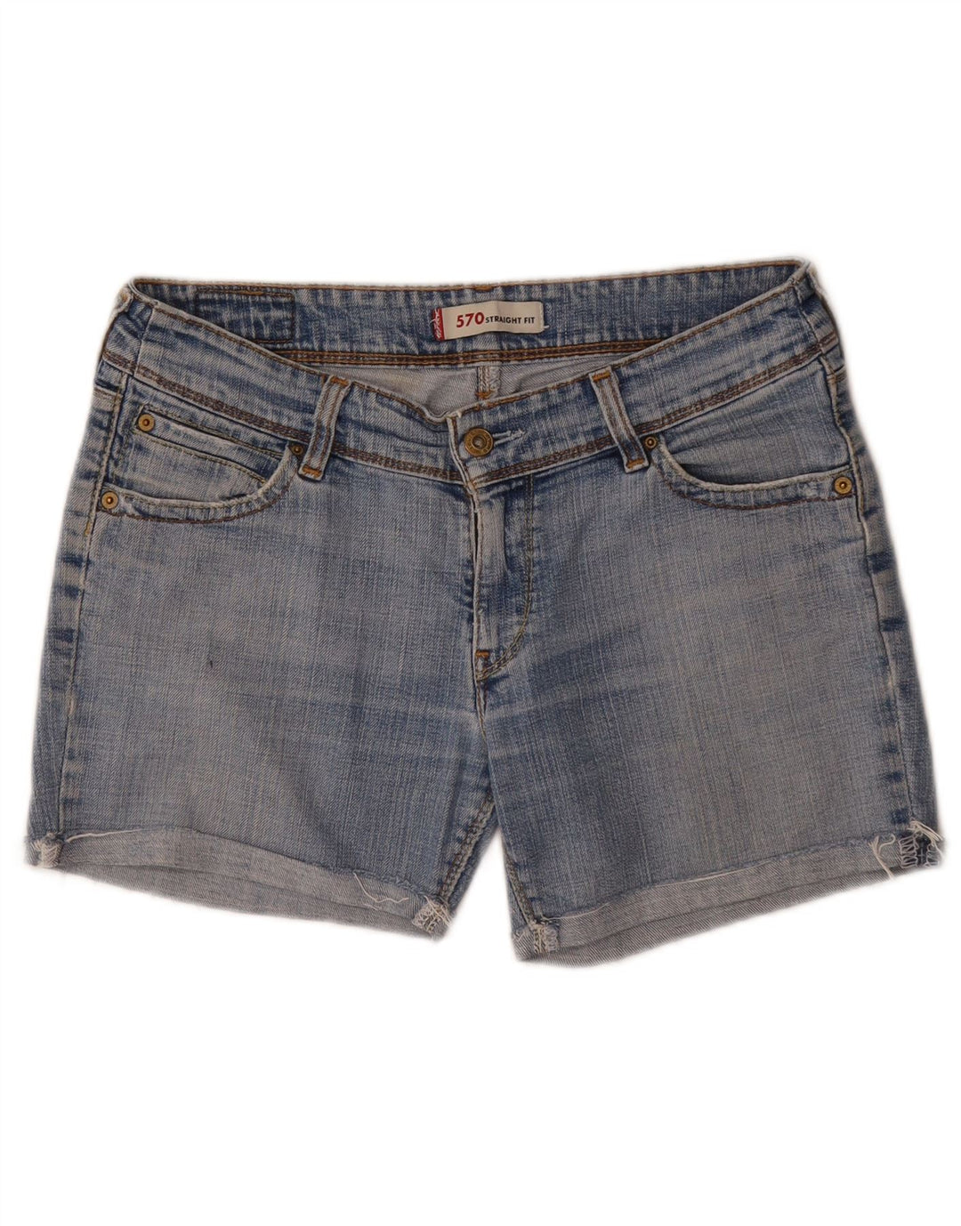 Pantaloncini di jeans Levi's 570 da donna W32 grandi in cotone blu