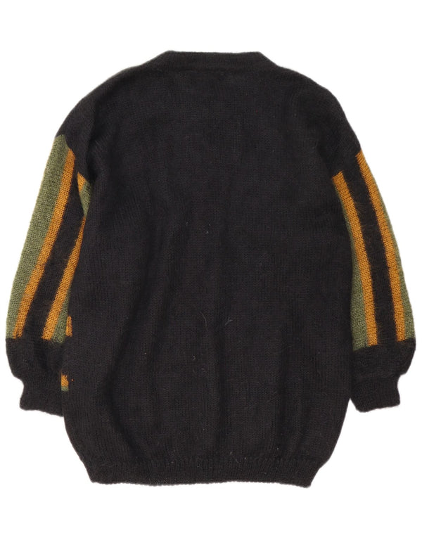 Maglione maglione girocollo da donna Niki Line UK 14 Grande retro geometrico nero