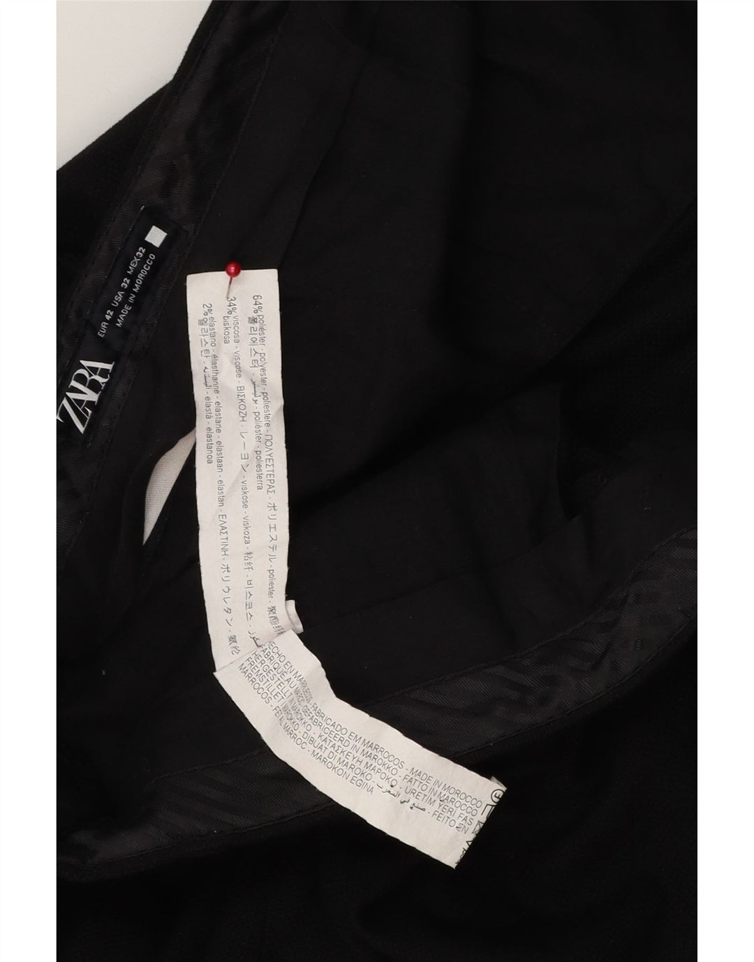 Pantaloni chino dritti da uomo Zara EU 42 Large W32 L29 poliestere nero