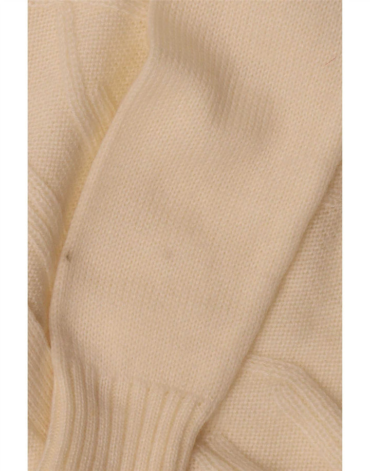 Maglione cardigan da donna vintage UK 14 medio bianco sporco