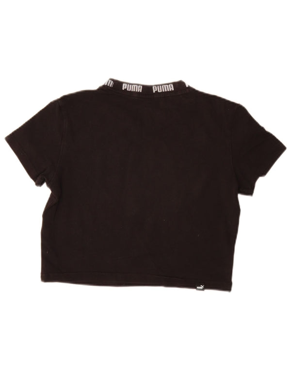 T-shirt grafica corta da donna Puma UK 10 piccola in cotone nero
