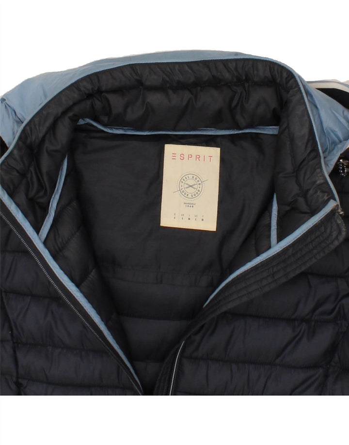 ESPRIT Womens Hooded Padded Coat UK 10 Small Navy Blue Polyester Vintage Esprit and Second-Hand Esprit from Messina Hembry 