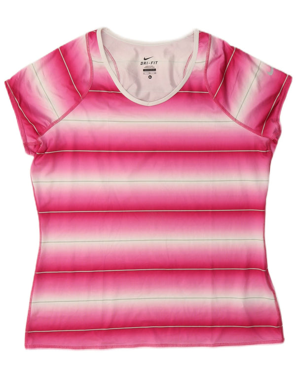 T-shirt da donna Nike Dri Fit Top UK 18 XL poliestere a righe rosa