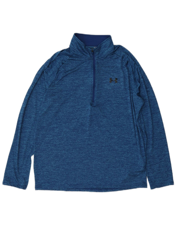 Maglia da ginnastica Under Armour da uomo con zip e collo, grande, blu screziato