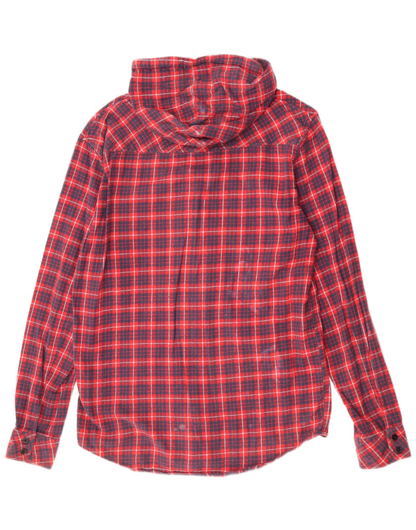 Camicia da uomo in flanella con cappuccio Hurley in cotone scozzese rosso medio
